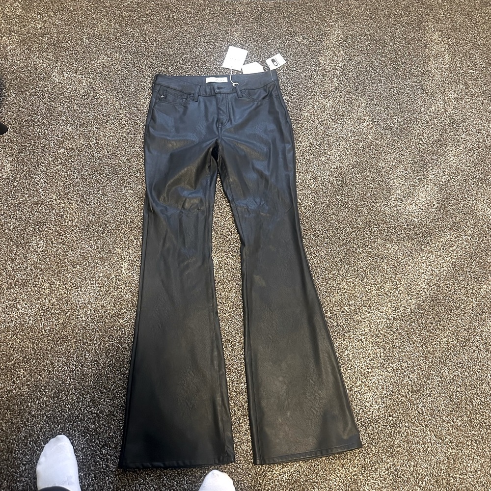 Brand New Black Leather Kancan Flares, Size 29/33